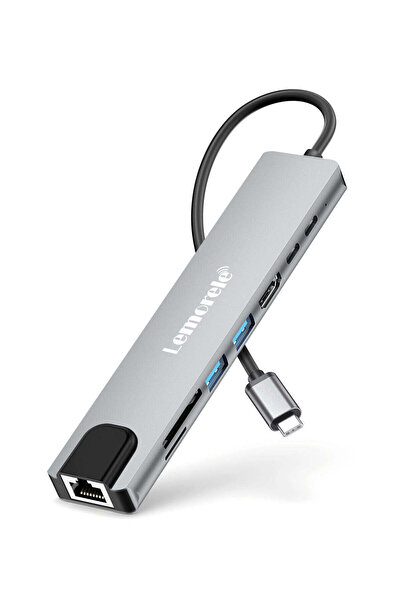 lemorele TC19Plus, 8 İn 1 USB Type-C Hub Çoklayıcı, 4K HDMI USB 3.0 Ethernet,...