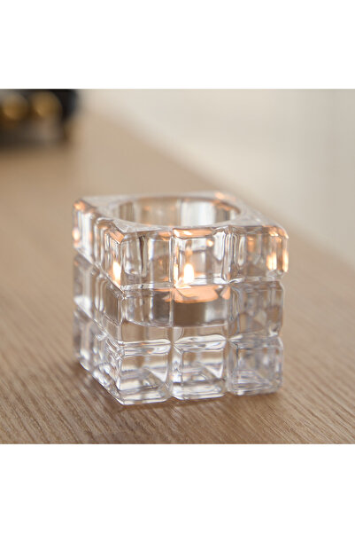Home Box Tamara Heavy Glass Crystalline Candleholder - 5.5x6 cm