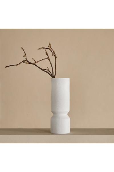 Home Box مزهرية مخروطية الشكل من مادة البولي ريزين الخضراء بلمسة نهائية حجرية...