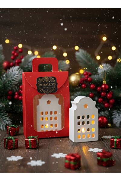 Store Yılbaşı Temalı Taş Tozu Ev Mumluk | Mum ve Hediye Paketi Dahil