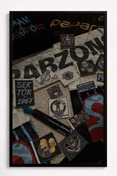 BuzzDesigns Trabzonspor Bordo Mavi Hatıra Kolaj Duvar Tablosu (Çerçeveli)