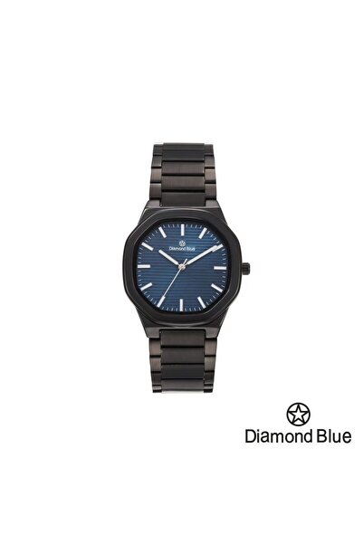 Diamond Blue ساعة دايموند بلو رجالية، سوار أسود وصحن أزرق، عمق وجاذبية في الميناء.