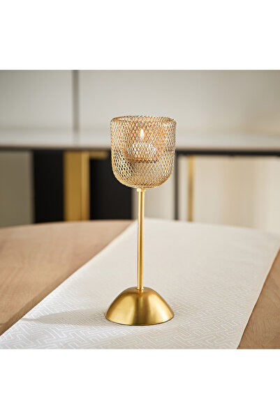 Home Box حامل شموع عمودي شبكي مزخرف من كومود أورورا - 9.5 × 9.5 × 31 سم