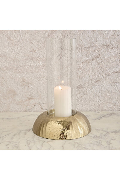 Generic فانوس زجاجي من ميلروز ليت بقاعدة من الألومنيوم - 20×20×30 سم