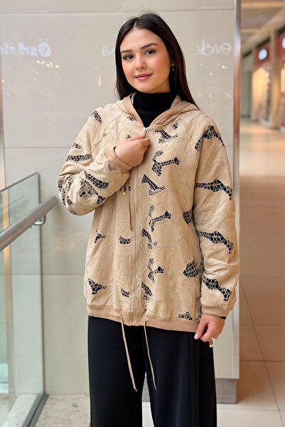 Ghisa Hooded Zippered Mesh Nubuck Jacket