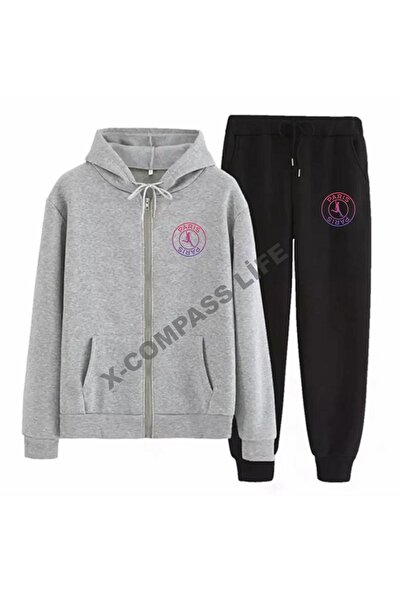 x-compass life Unisex Tracksuit Set Colorful Paris Logo Printed Transitional Cardigan Tracksuit