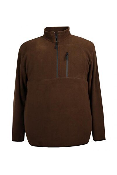 tambattal Large Size Mock Neck Half Zipper Fleece Sweatshirt (Wide Comfortabl...