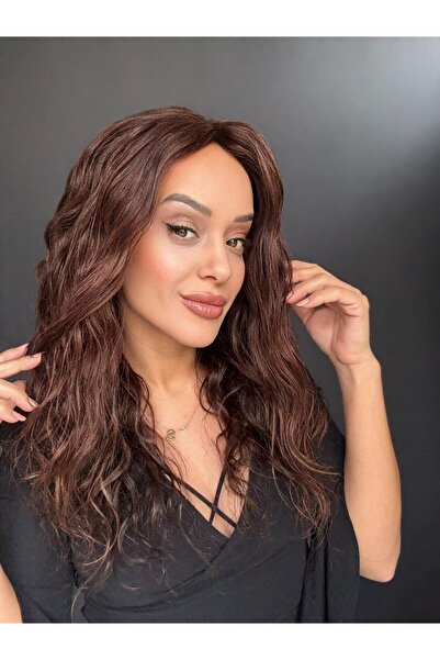 Suzan Peruk Gerçek insan saçı peruk Kahverengi Tepe kısmı hava alan yapıya sa...