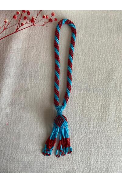 Handmade KUM BONCUK EL İŞİ BORDO MAVİ SALLAMA TESBİH