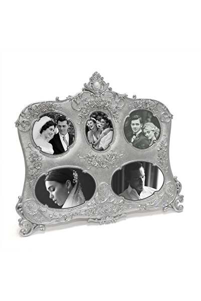 Genel Markalar 5'li Kabartmalı Vintage Silver Fotoğraf Çerçevesi