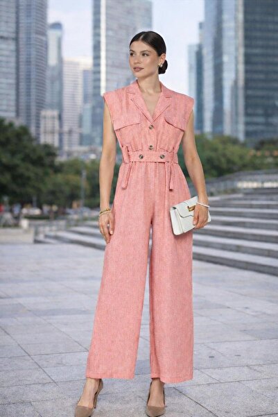 sivona Bel Lastikli Kemerli Keten Tulum