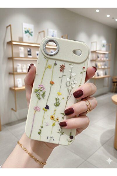 OVADA iPhone 17 Air Uyumlu Kamera Koruma Çıkıntılı Sarmaşık Çiçek Desenli Sil...