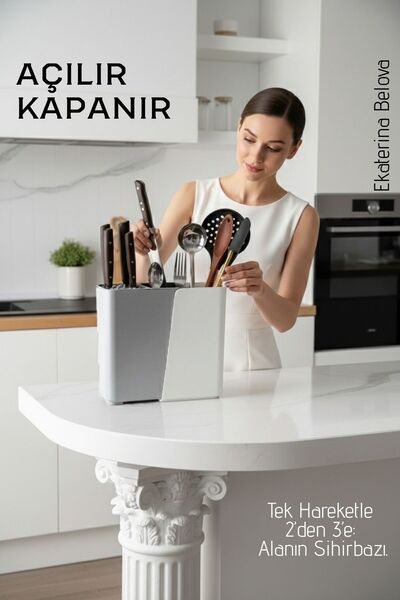 Transformacion Έξυπνος οργανωτής συρόμενων μαχαιροπήρουνων και κουταλιών - Ρυθμιζόμενος οργανωτής κουζίνας στον πάγκο 722571