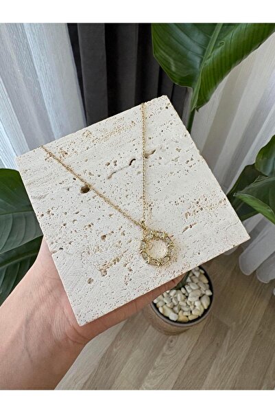 BIJUTERI X Model Circle Steel Necklace Gold