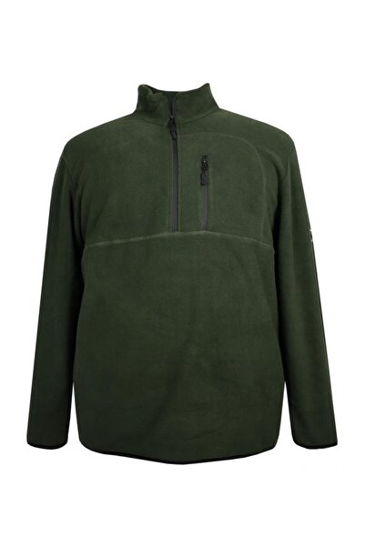 tambattal Large Size Mock Neck Half Zipper Fleece Sweatshirt (Wide Comfortabl...