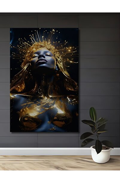 Teona Ahşap Златна блестяща кралица Маслена картина Модерно изкуство Декорати...