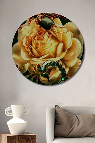 Teona Ahşap Tablou decorativ din lemn cu aspect de vopsea în ulei, auriu și s...