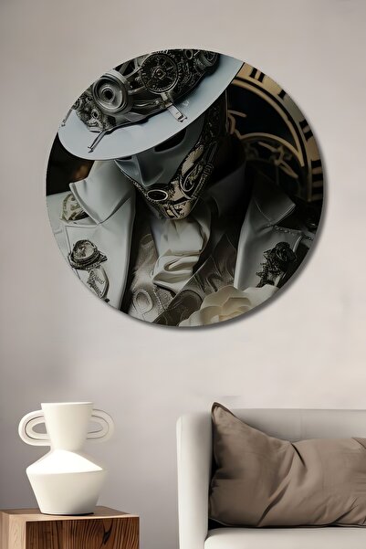 Teona Ahşap Pictură decorativă rotundă de perete, cu aspect de pictură în ule...