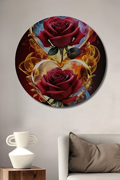 Teona Ahşap Masă decorativă din lemn cu flacără și fum al iubirii, cu două in...