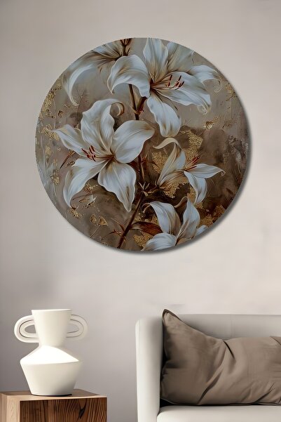 Teona Ahşap Atingerea aurie a crinilor albi, pictură decorativă pe lemn cu as...