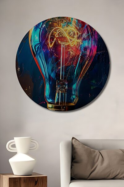 Teona Ahşap Pictură decorativă rotundă de perete cu aspect de acuarelă, inspi...