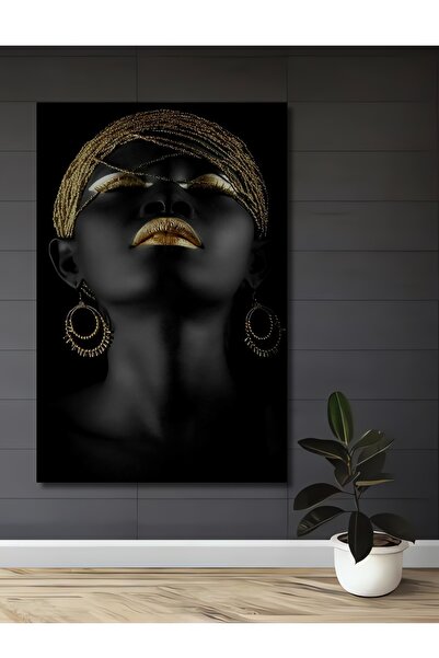 Teona Ahşap Διακοσμητικός ξύλινος πίνακας με εφέ ελαιογραφίας: Χρυσά Χείλη, Μ...