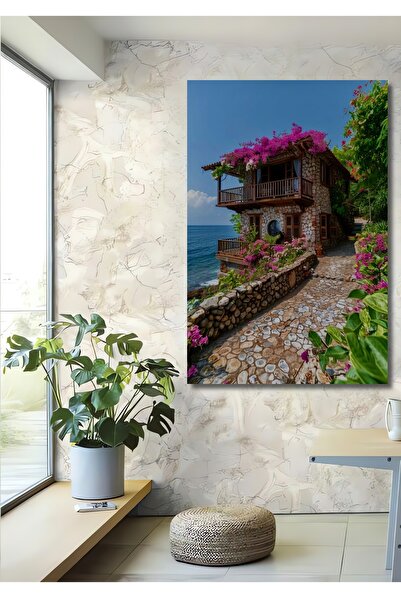 Teona Ahşap Pictură decorativă din lemn cu aspect de casă de la malul mării s...