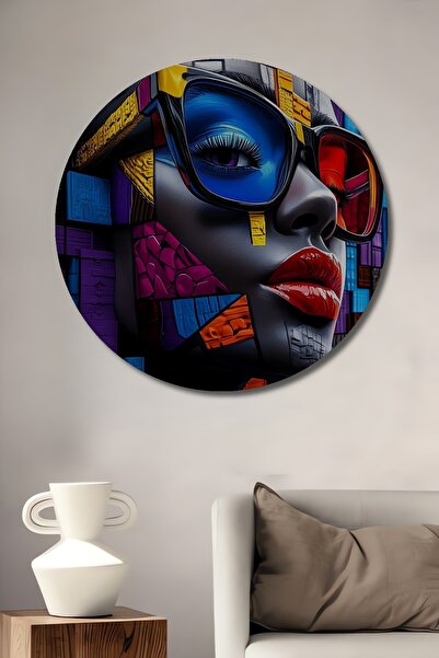 Teona Ahşap Portret geometric cu aspect de pictură în ulei, tablou decorativ ...