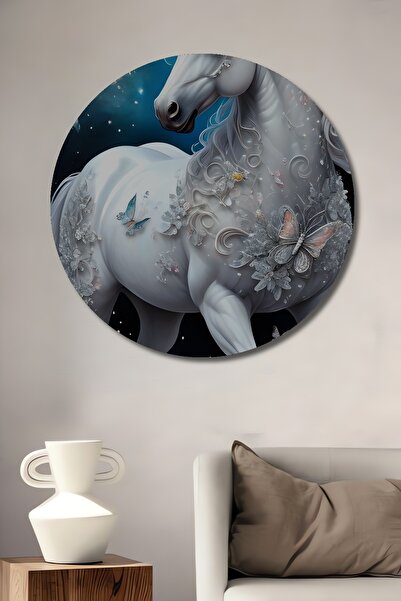 Teona Ahşap Unicorn Magic Garden Tablou decorativ din lemn cu aspect de acuarelă