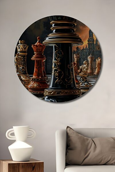 Teona Ahşap Tablou decorativ din lemn cu aspect de tablă de șah nobilă, tablo...