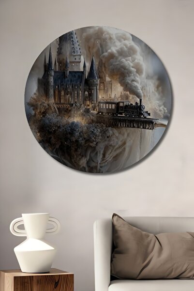 Teona Ahşap Pictură decorativă rotundă de perete, cu aspect de pictură în ule...