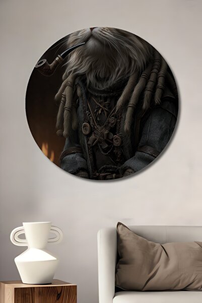 Teona Ahşap Tablou decorativ din lemn cu aspect de pictură în ulei cu pisică ...