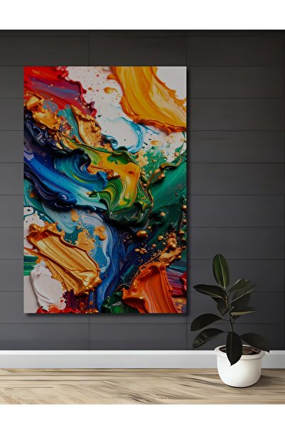 Teona Ahşap Pictură în ulei abstractă cu accente aurii texturat Tablou decora...