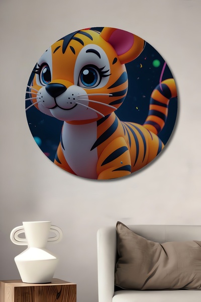 Teona Ahşap Pictură decorativă din lemn pentru camera copiilor cu tigru drăgu...