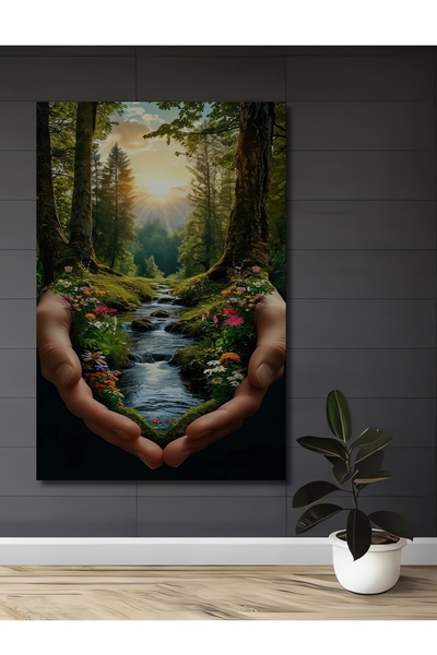 Teona Ahşap Peisaj de vis în brațele naturii, tablou decorativ din lemn cu as...