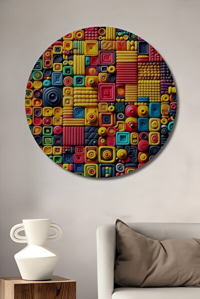 Teona Ahşap Forme geometrice colorate Aspect de pictură în ulei Pictură decor...