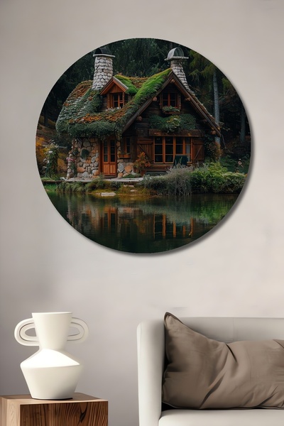 Teona Ahşap Casa din Pădure Misterioasă, pictură decorativă din lemn cu aspec...