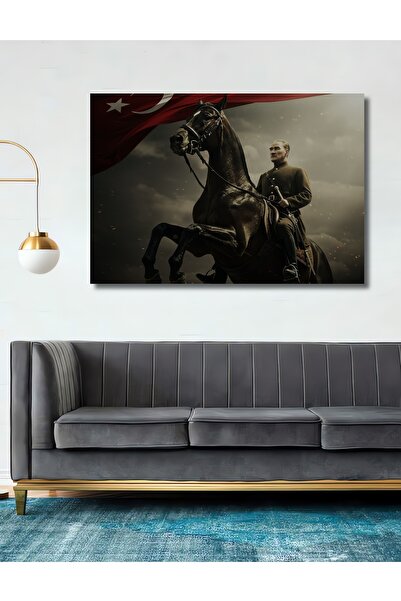 Teona Ahşap Gazi Mustafa Kemal Atatürk Scenă cu cal în călărie Pictură în ule...