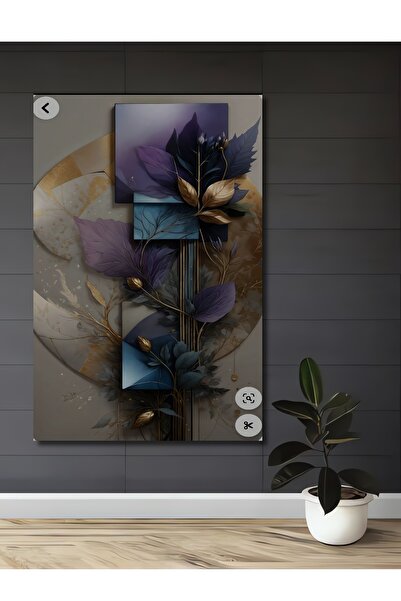 Teona Ahşap Frunze mov și accente aurii Artă modernă Tablou decorativ din lemn