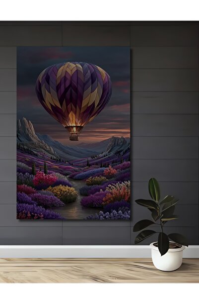Teona Ahşap Peisaj magic cu baloane cu aer cald, aspect de acuarelă, tablou d...