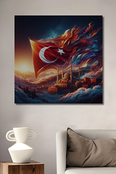 Teona Ahşap Pictură decorativă din lemn cu aspect de vopsea în ulei cu steagu...