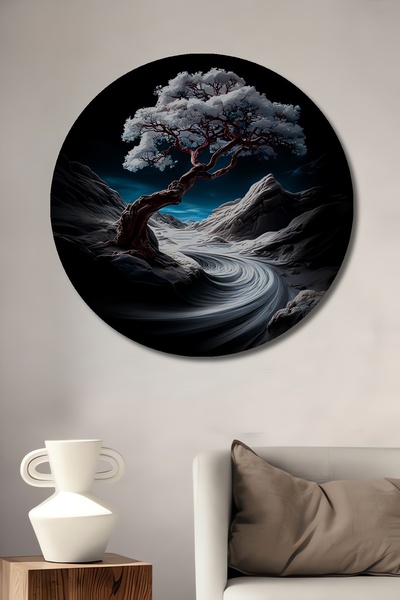 Teona Ahşap Visul de iarnă Peisaj cu copaci și pârâu Pictură în ulei Tablou d...