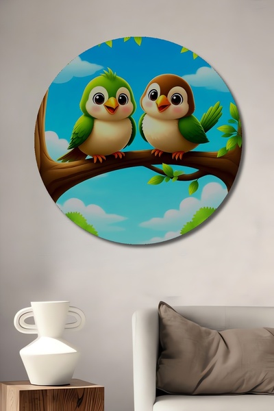 Teona Ahşap Pictură decorativă din lemn cu aspect de vopsea în ulei cu păsări...