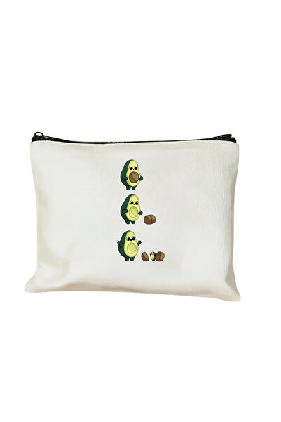 Elbasan Tekstil Avocado Canvas Makeup Bag