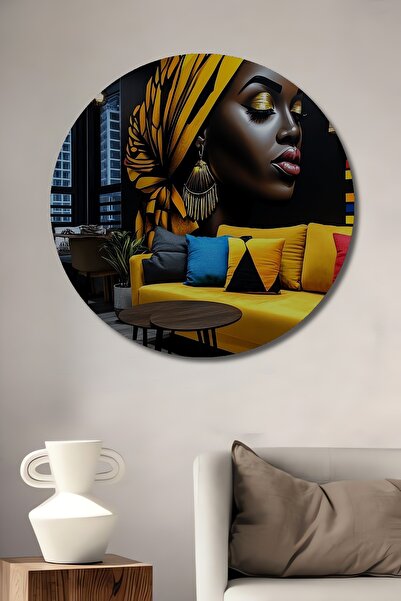 Teona Ahşap Πορτρέτο Αφρικανίδας Γυναίκας Ελαιογραφία με Ξύλινη Όψη Διακοσμητ...