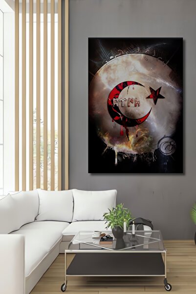 Teona Ahşap Lună, stea, picătură de sânge roșie, aspect de artă abstractă, ta...