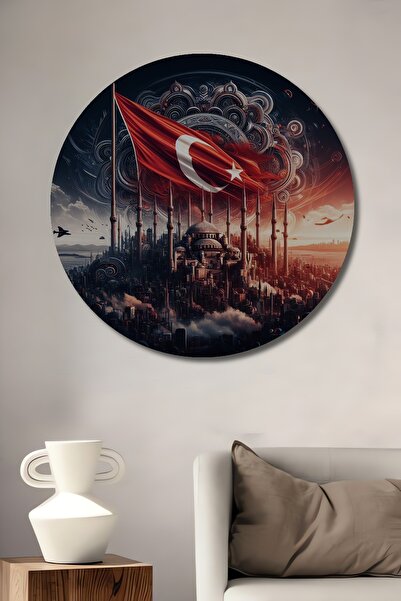 Teona Ahşap Pictură artistică în ulei cu aspect de steag turcesc