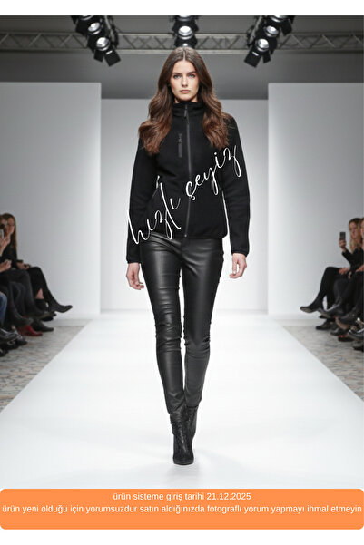 Hızlı Çeyiz Unisex Siyah Anti-pilling Tüylenme Yapmayan Regular Fit Dik Yaka ...