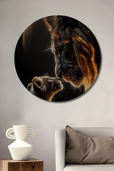 Teona Ahşap Διακοσμητικός ξύλινος πίνακας ζωγραφικής με ελαιογραφία  "Λιοντάρ...