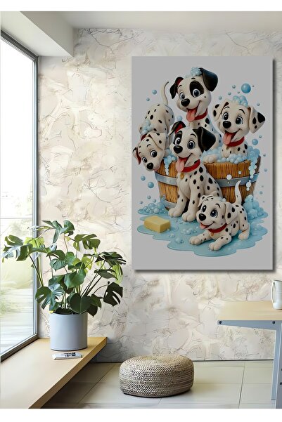 Teona Ahşap Pictură decorativă pe lemn cu aspect de pictură în ulei, cu căței...